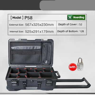 Customizable Internal Size Black IP67 Waterproof Shockproof Hard Plastic Tool Case for Instrument Equipment Protection