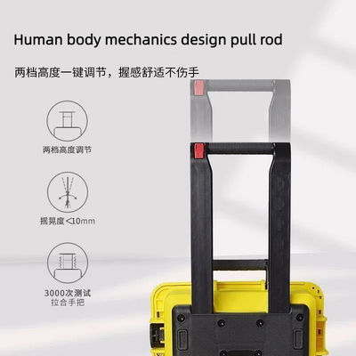 IP67 Waterproof Tool Storage Case with Soundproof Wheels and Pull Rod Handle for Military Industry 560x355x230mm