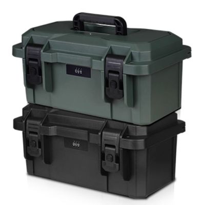 Heavy Duty Tool Box with 304 Stainless Steel Chain Two-Stage Locking System and Ergonomic Structure