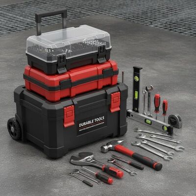 Caja de almacenamiento de herramientas de protección ESD con compartimientos múltiples y diseño resistente a la humedad para uso industrial