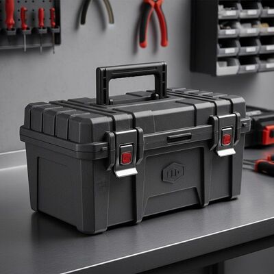 Caja de almacenamiento de herramientas pesadas con mecanismo de bloqueo seguro, diseño resistente a impactos y plegable para un almacenamiento fácil